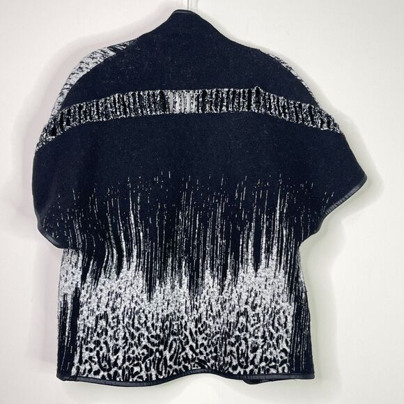 Simon Chang Collection Leopard Print Wool Shawl Cardigan Women's Size Small - Picture 8 of 9